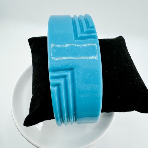 1960s Vintage Art Deco Inspired Cuff Bracelet Bold Retro Chunky Playful Vibrant - Picture 3 of 8